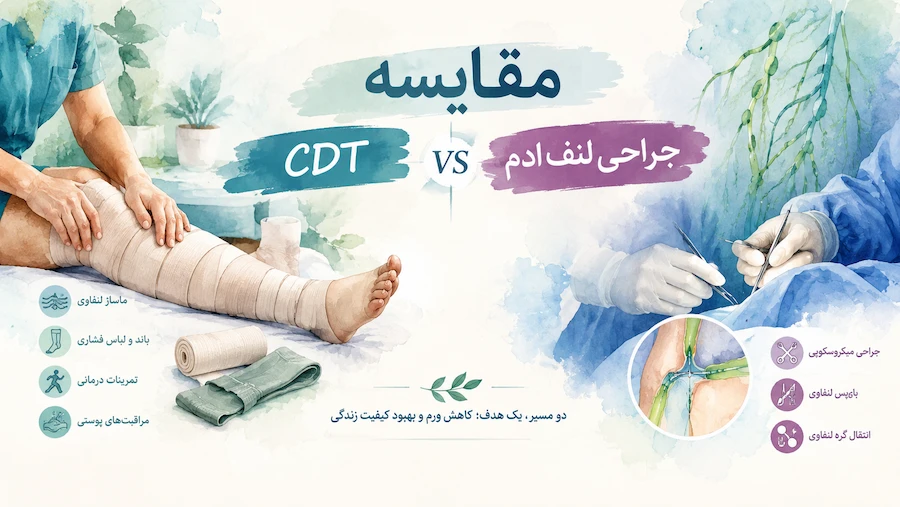 مقایسه CDT با جراحی لنف ادم